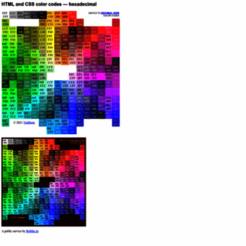 Web Color Chart Codes